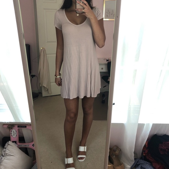 Light Pink Cutout back T-shirt Dress - Picture 1 of 3